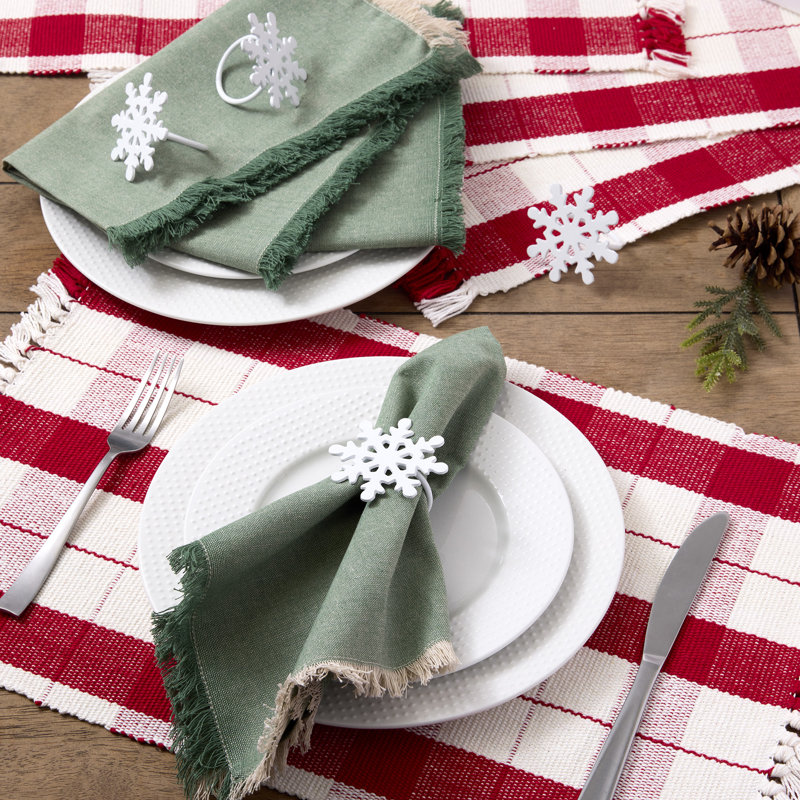 White Snowflake Napkin Ring Set/4