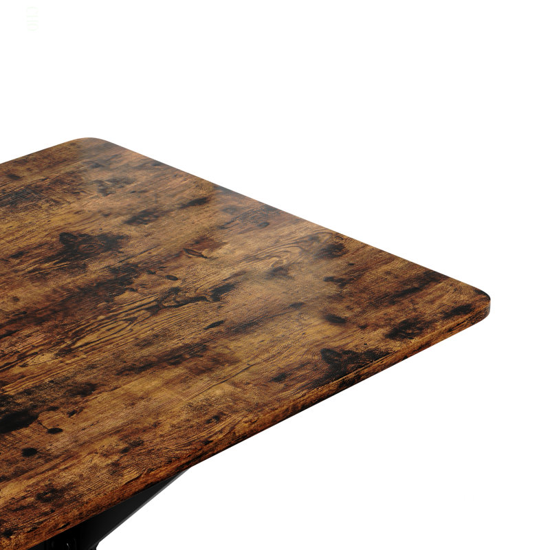 Rustic Square Side Table, X-Frame Metal Legs With Wood Grain Tabletop, Industrial Accent End Table For Living Room, Bedroom & Home Office, , 31.5 X 31.5 X 29.5 Inches