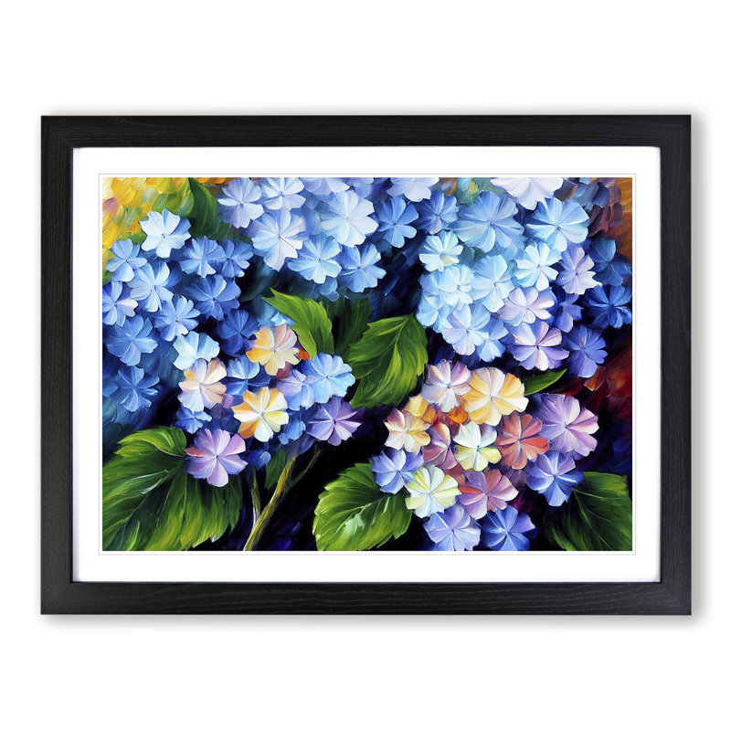 Hydrangea Flowers Vol.3 - Single Picture Frame Painting, Black, 34cm H x 46cm W x 2cm D