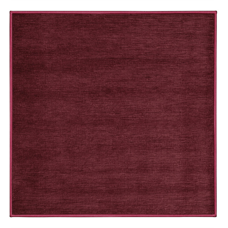 Machine Washable Solid Red Area Rug, Square 3'
