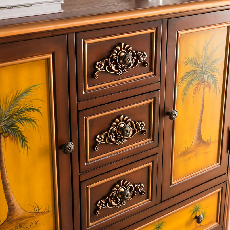 Buffet décoratif vintage en bois massif peint à la main