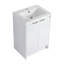 Meuble-lavabo autoportant de 72 po avec lavabo en résine et armoire à 1 côté, portes et tiroir à fermeture douce, blanc brillant, contreplaqué (emballage KD)