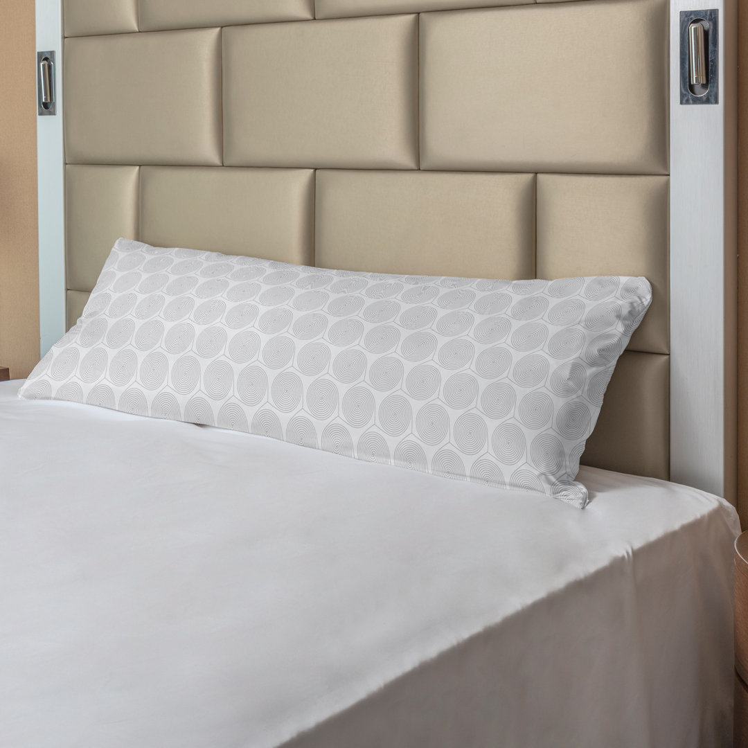 Ambesonne Abstract Body Pillow Case Cover With Zipper, Minimal Geometric Spiralling Circles Monochrome Linked Rings Round Illustration, Decorative Accent Long Pillowcase, 21" X 54", Pearl Grey Ambesonne