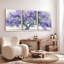 Ensemble de 3 tableaux sur toile représentant un arbre en fleurs violettes, pour la décoration du salon-1004266572