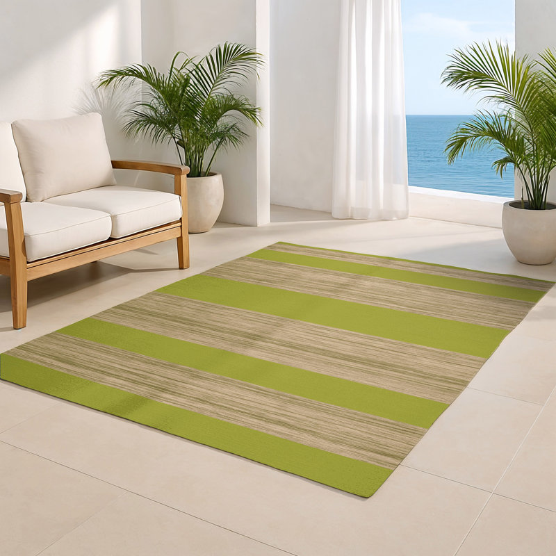 Tapis intérieur / extérieur brun HorizontalStripes, Rectangulaire 2 pi x 3 pi