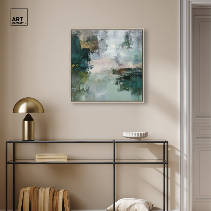 "Glassy Marsh I", impression sur toile encadrée par Art Remedy, cadre en chêne naturel, 24 x 24, 25"H x 25"W