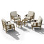 Teak Outdoor Four-person Conversation Set With Cushion And Two Side Tables-738850615-738850613