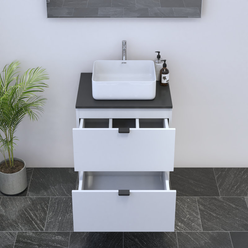 Kareema 23.6'' Single Bathroom Vanity with Top, Black