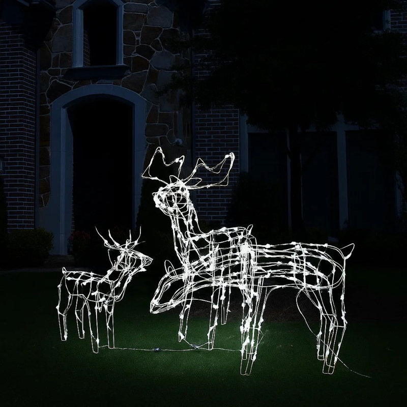 Décoration de Noël pour famille de rennes 3 pièces Meyi, 229 DEL blanc froid