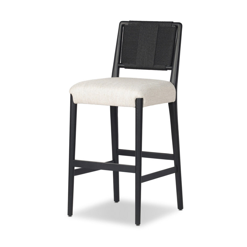Rothler Stool-Alcala Wheat-Counter, Counter Stool (27” Seat Height), Essence Natural/Rayon/Viscose, Black Brushed Ash