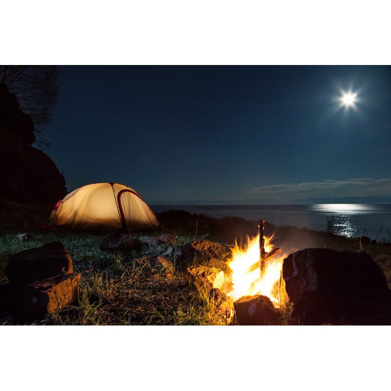 Donelle Tourists In A Camp - Wrapped Canvas Print, 30cm H x 46cm W x 3.8cm D