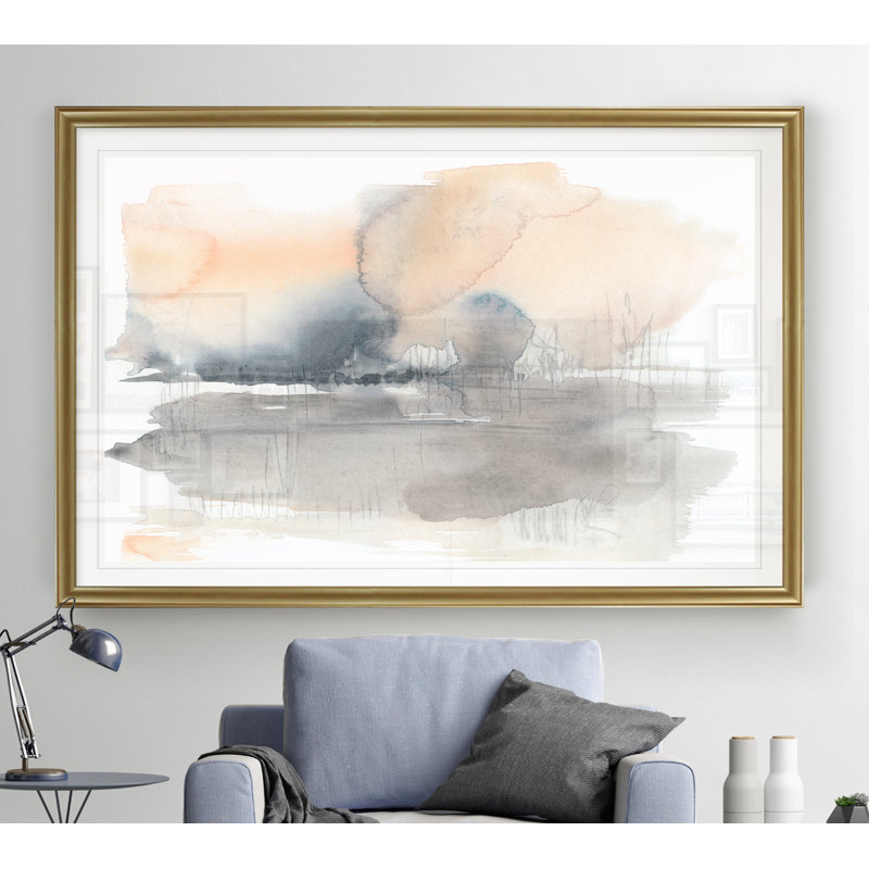 «Blush Haze II», peinture sur toile, H 22,5 po x l 30,5 po x P 1,5 po, Encadrement doré