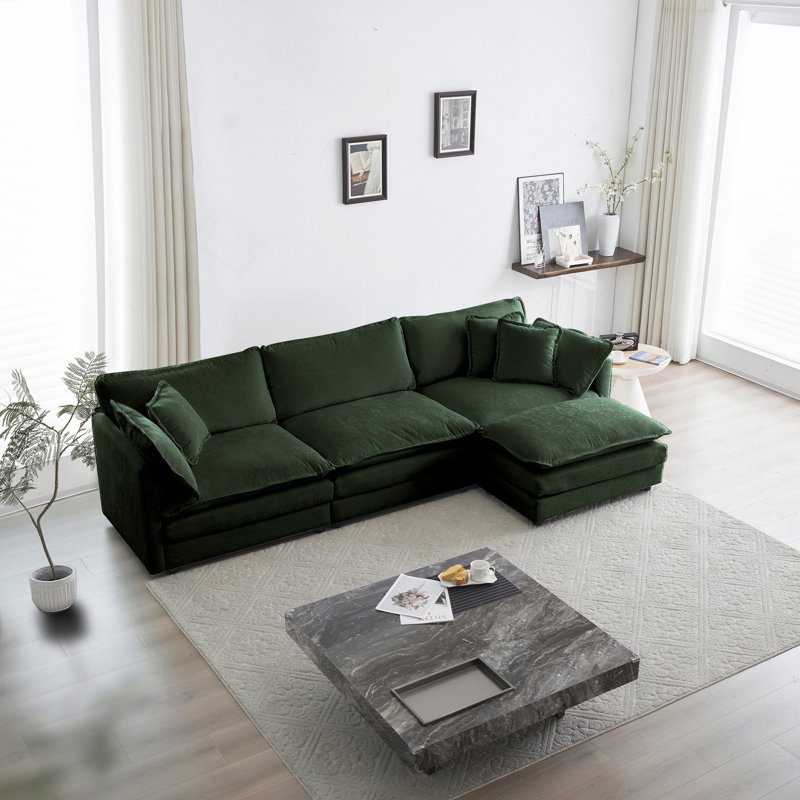 Canapé modulaire, combinaison libre Canapé modulaire surdimensionné en L rembourré modulaire avec pouf réversible chenille