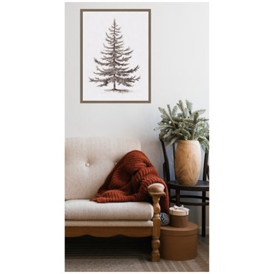 Reproduction d'art sur toile encadrée rétro, "Evergreen sapin II" par The Creative Bunch Studio
