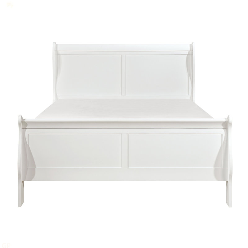 Lit-bateau classique de style Louis Philipe, Double, Blanc