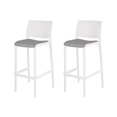 Sensilla Cushioned Resin Bar Stool, White