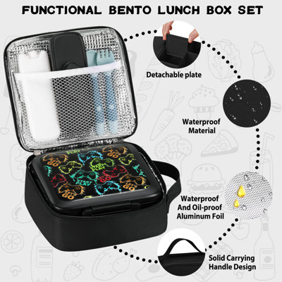 Bento Lunch Box For Kids With 8Oz Soup Thermo,Leak-Proof Lunch Containers With 5 Compartment,Thermo Food Jar And Lunch Bag, Food Containers