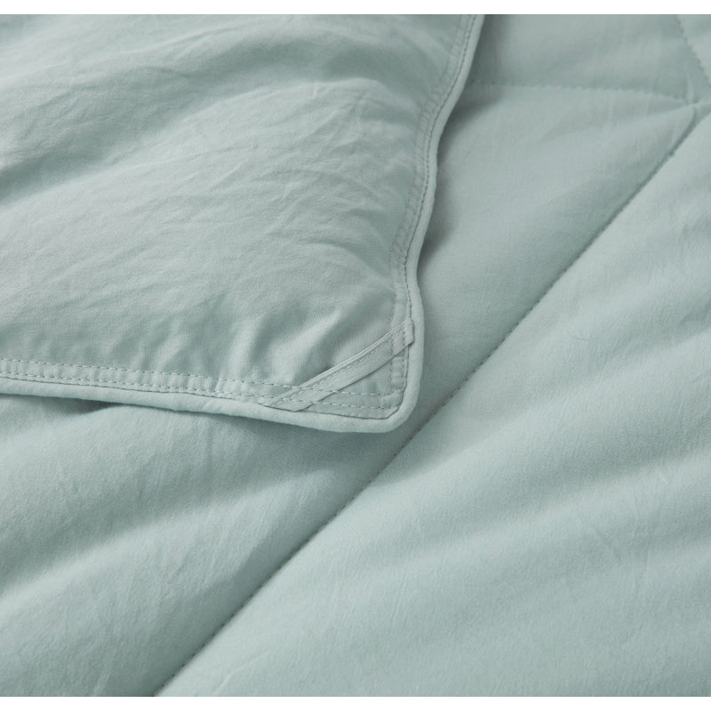 Washed Microfiber Bedding Polyester Comforter, Queen Comforter + 2 Standard Shams, Sage