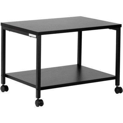 Support d'imprimante, support d'imprimante à 2 niveaux sous le bureau, chariot d'imprimante avec tablettes de rangement pour imprimante, scanneur, fax, utilisation à domicile, certifié CARB, noir