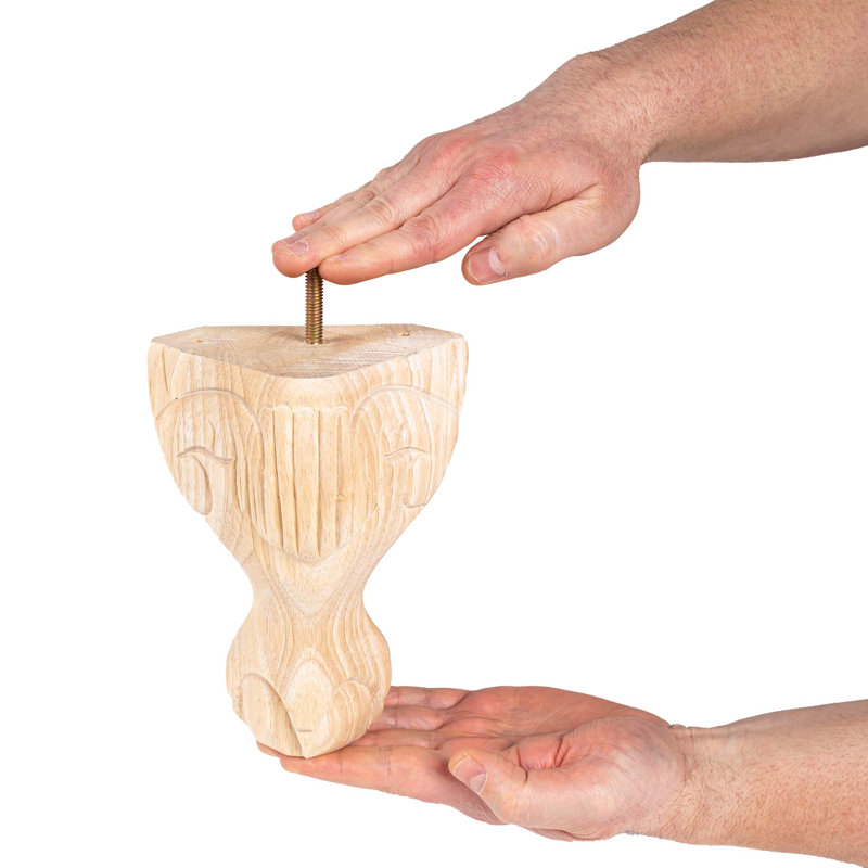 6.5" Unfinished Solid Hardwood Queen Ann Bun Foot Leg