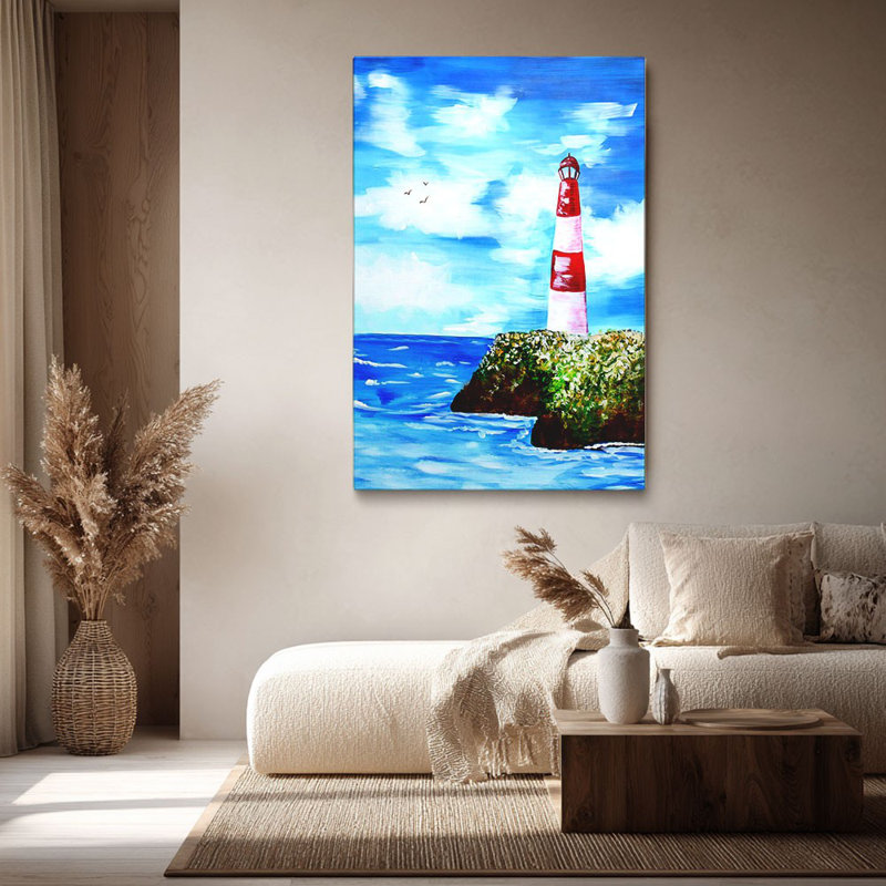 Phare de l'île, art côtier prêt à accrocher - salon Beachy, H 12 po x l 8 po