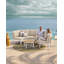 Ensemble de conversation de patio en aluminium demi-lune pour 5 personnes avec coussins et table basse-669800944-669800958