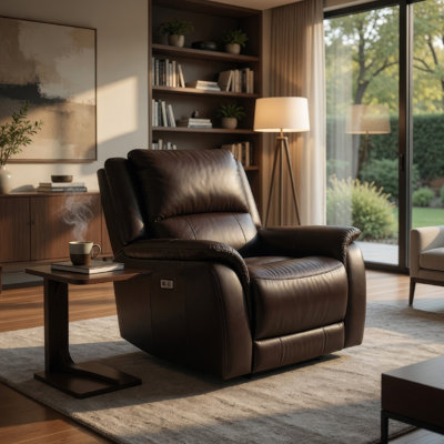 Fauteuil inclinable Gem Power, fauteuil inclinable zéro dégagement, cuir fleur brun espresso