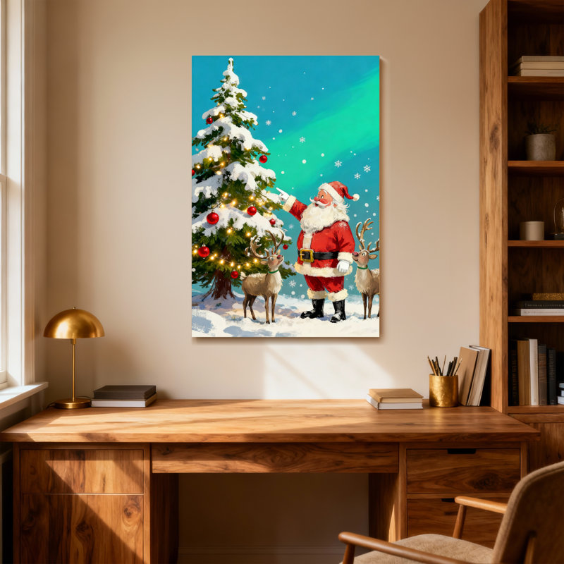 Arbre de Noël de Noël père Noël avec renne, H 18 po x l 12 po