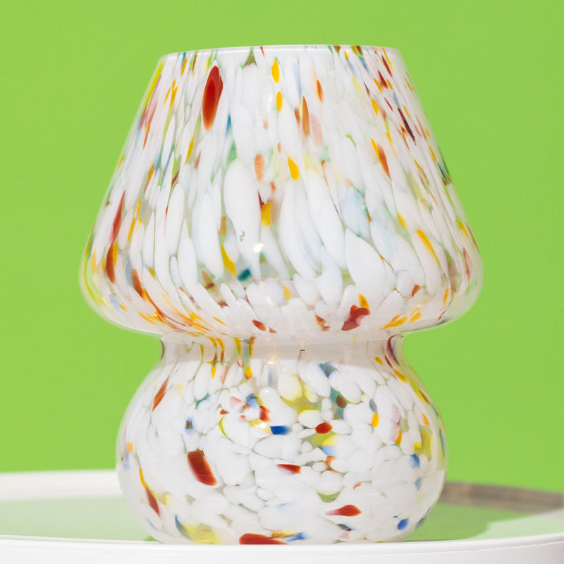 Glass Mushroom Table Lamp, Mini, Color Confetti, White/Red/Yellow, White/Red/Yellow