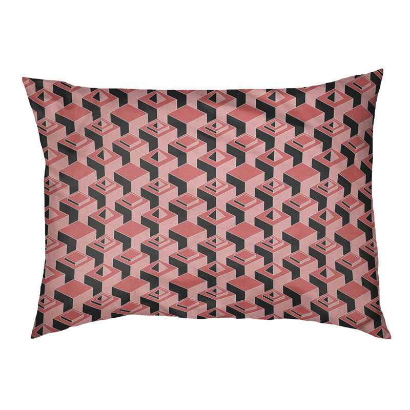 Coussin pour chien intérieur à motif skyscrapers Chen, Petit (l 28 po x P 6 po x H 18 po), Rouge / Noir