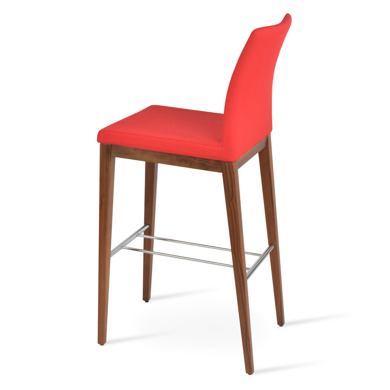 Tabouret de bar et de comptoir Zeyno, Tabouret de bar (siège d'une hauteur de 29 po), Noyer américain, Rouge d’époque