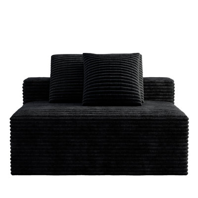 47" Middle Loveseat, Compression Sectional Sofa Compenont, Black Corduroy