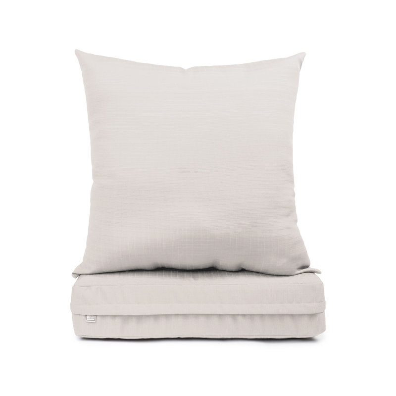 Seat Cushion With Zipper Closure And Separated Back Cushion, With White Polyester Padded Fill., Eggshell