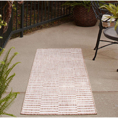 Robinson Striped Indoor / Outdoor Area Rug in Taupe/Ivory