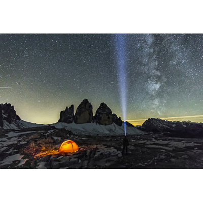 Loneley Camper Under Milky Way by DieterMeyrl - Wrapped Canvas Print