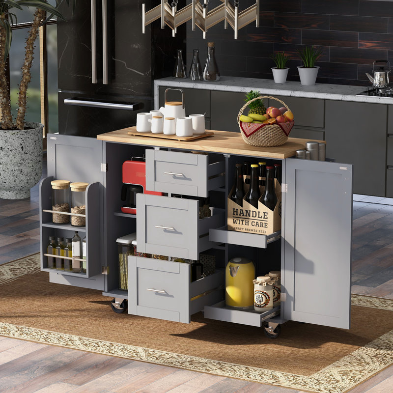 Kitchen Cart With Functional Design, Blue, Optimize Your Space Extra Shelves, Increase Storage Capacity, Gray-Blue