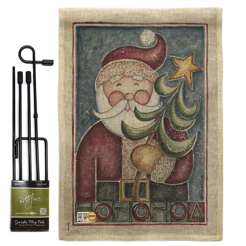 Hohoho père noël, impression de noël en polyester de 2 côtés 19 x 13 po ensemble de drapeau