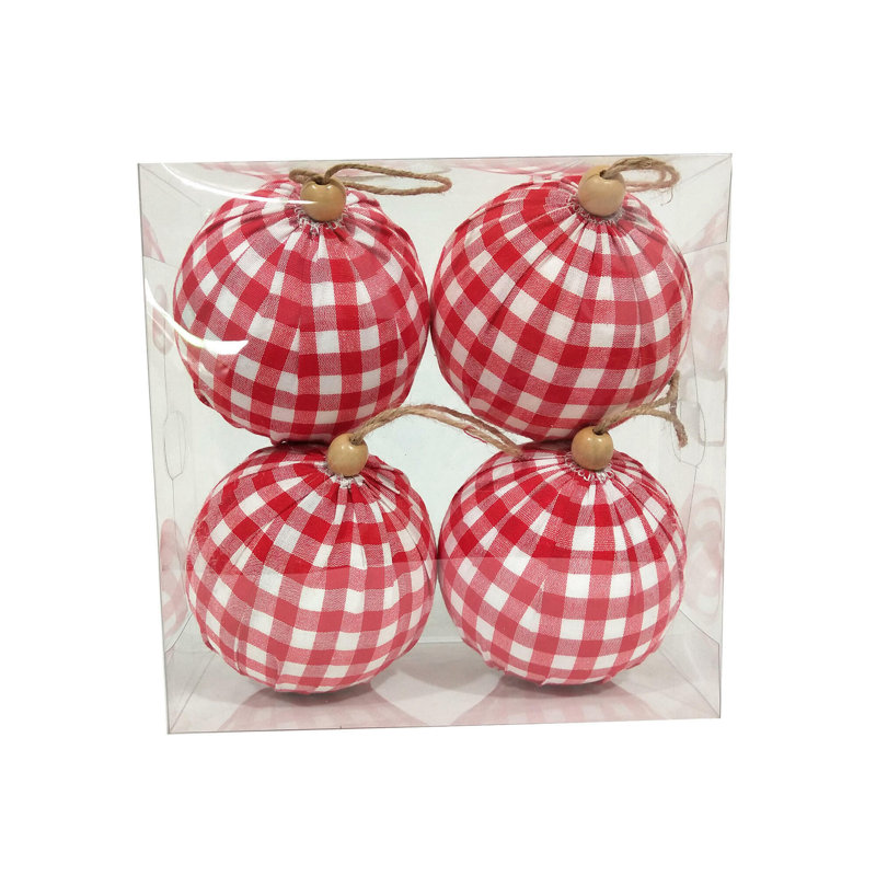 Ornement boule en tissu écossais Vickerman, Rouge