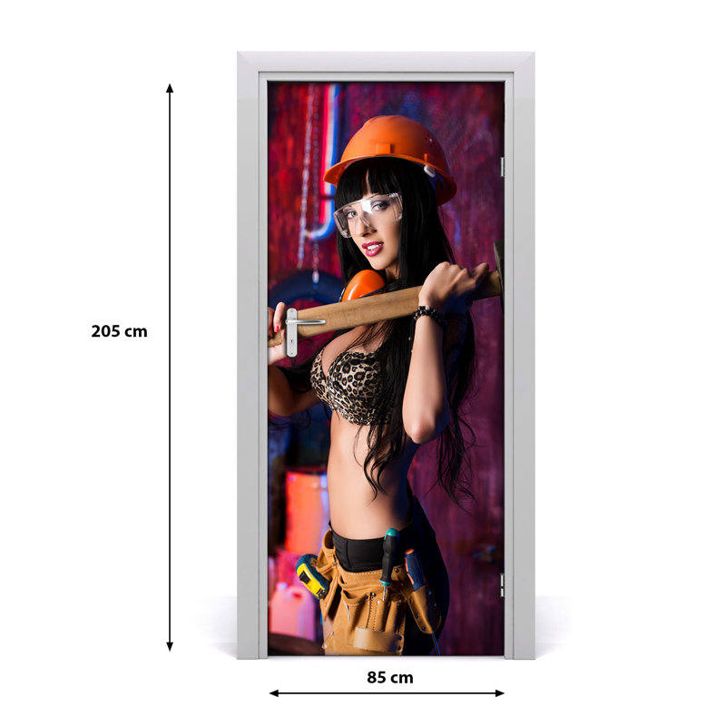 Female Laborer Door Decal