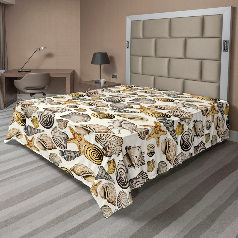 Ambesonne Flowers Flat Sheet Nostalgia Farmhouse, Eggshell Beige Mustard