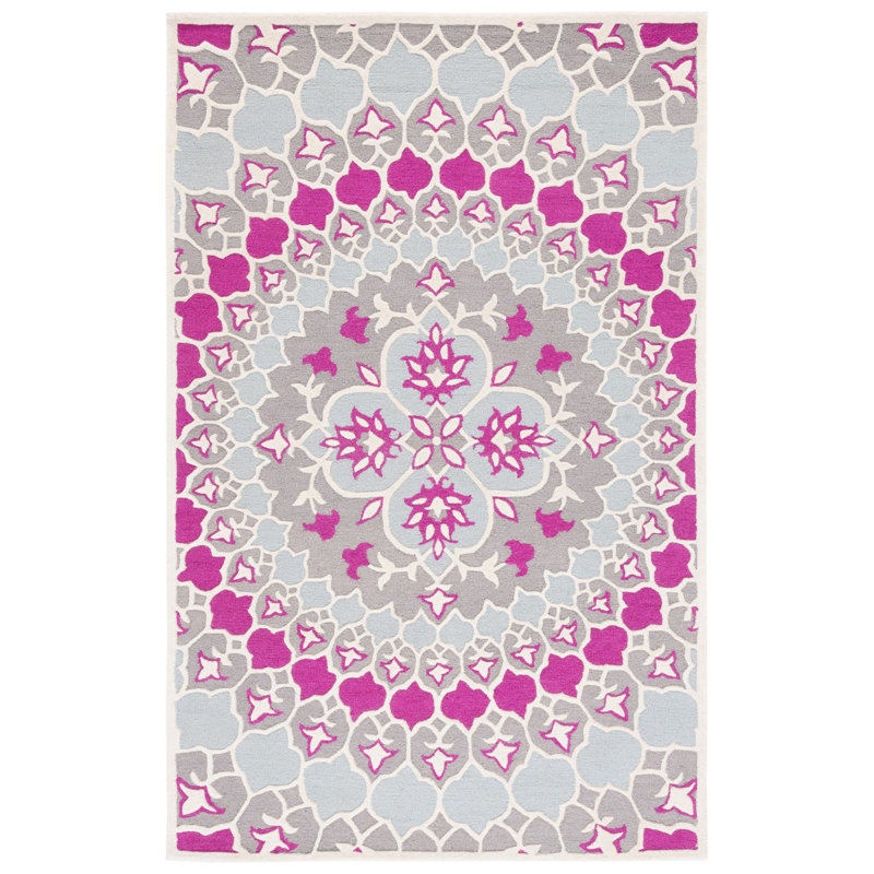 Miu Hand Tufted Wool Floral Rug, Rectangle 8' x 10'