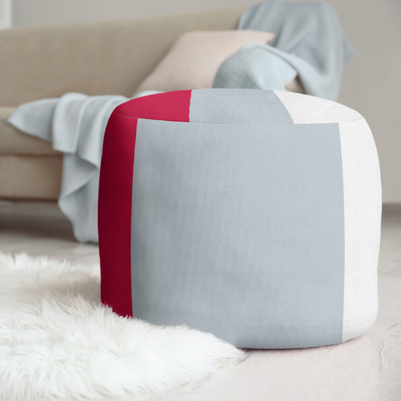 Repose-pieds repose-pieds rond 20,5" Houston, Rouge / argent / blanc