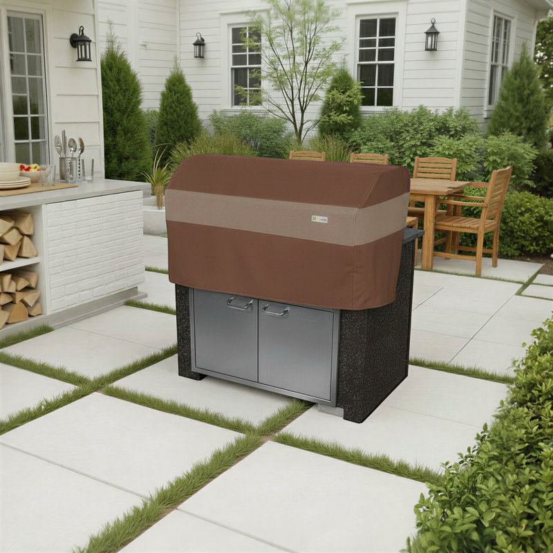 Arlmont & Co. Steve 33 in. W x 27 in. D Grill Cover, Mocha Cappuccino