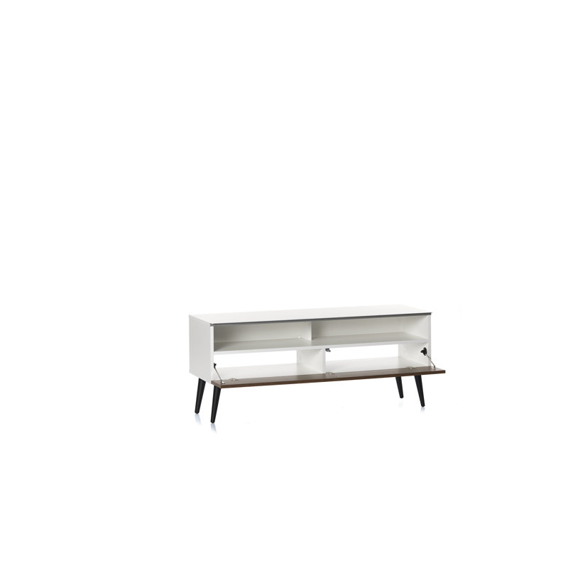 Metter TV Stand for TVs up to 55", White/Walnut 