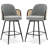 26" Mid-Century Modern Swivel Boucle Upholstered Cane Back Bar Stool with Metal Leg Frame-1132036697-1117123224