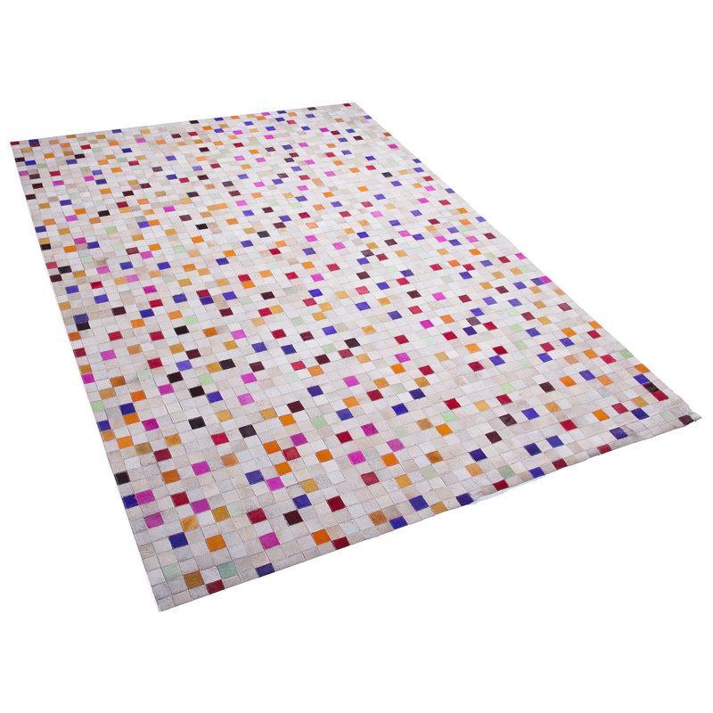 Imani Geometric Cowhide Hand Woven Area Rug, Rectangle 140 x 200cm