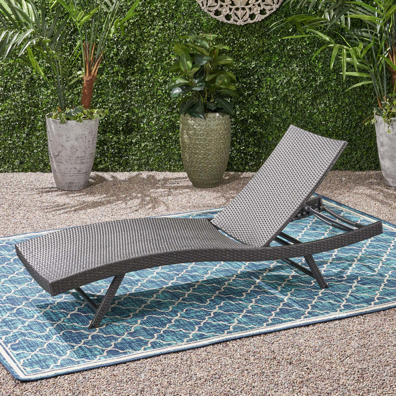 Chaise longue en osier Kauai Pe, Gris