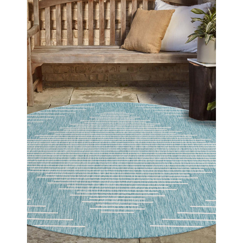 Striped Indoor / Outdoor Rug, Round 4'1"