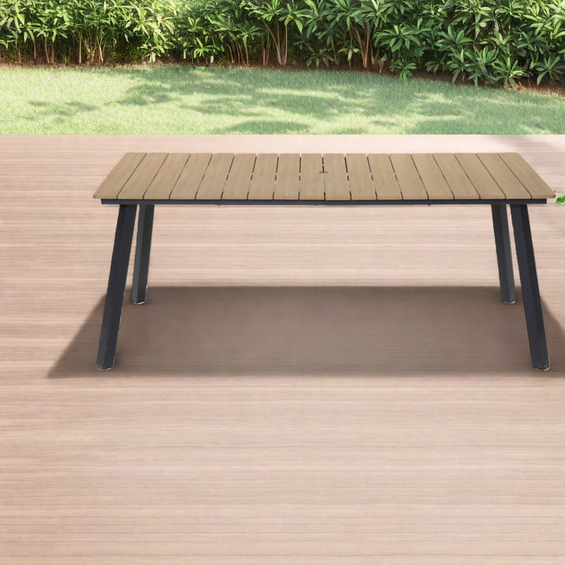 Tables de patio spacieuses en acier avec trou pour parasol pour jardin