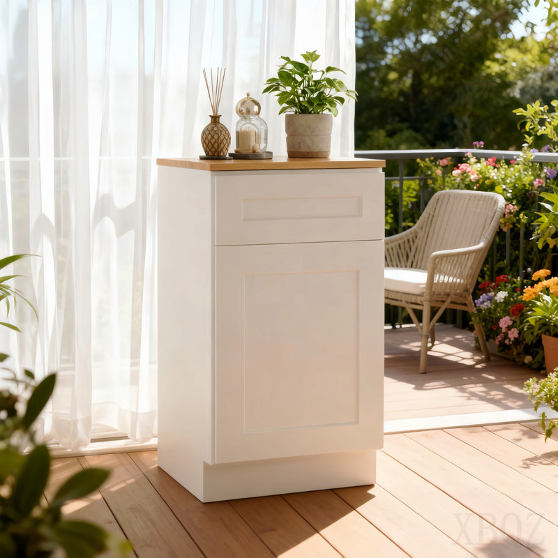12" White Shaker Base Cabinet With Soft-Close Door,Drawer,Space-Saving Solid Wood Unit With Adjustable Shelf For Kitchen, Bath, Laundry, Garage (12"W X 24"D X 34.5"H)
